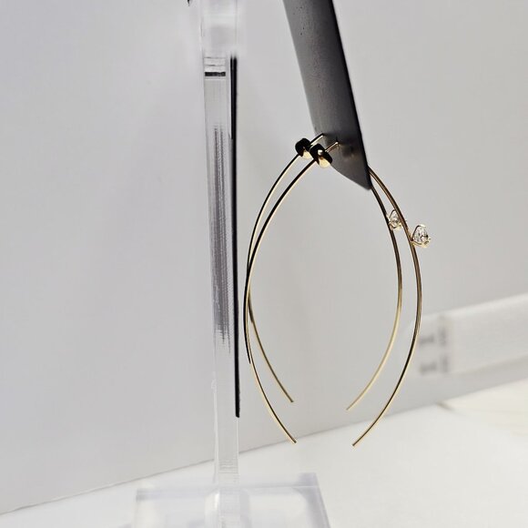 Nordstrom 14K G Layered CZ Large Upside Down Hoop Earrings NWT‎ - Picture 5 of 8